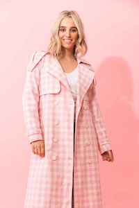 CHARLO Jazzy Trench Coat Pink Check