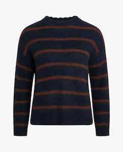 NOA NOA Cable Stripe Pullover Blue