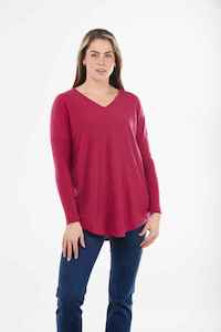 B&L Pullover Curved Hem Vee Rose