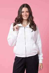 CHARLO Jacky Zip-Up Sweater White