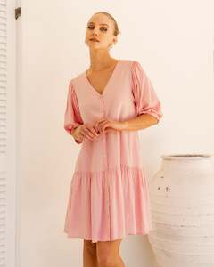 WHITE CLOSET Linen Dress Blush