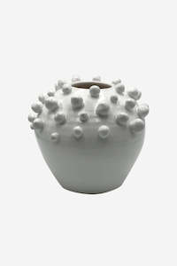 Terracotta Ball Vase - White