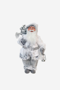 Santa In White Fur Suit w/ Lantern - Small