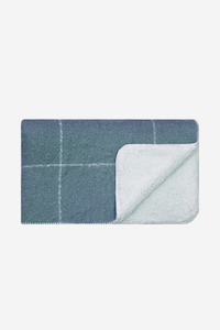 Throws And Blankets: Grid Sherpa Throw -  China Blue