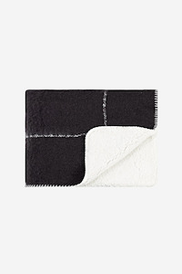 Throws And Blankets: Grid Sherpa Throw - Charcoal