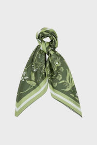 Accessories: Wildflowers Classic Silk Scarf - Green Multi