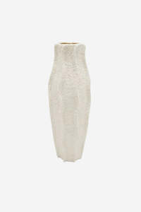 Talia Textured White Ceramic Vase - Medium