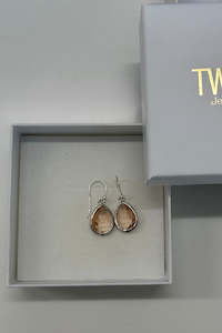 Audrey Large Tear Drop Earring - Blush/Silver