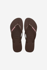 Slim Logo Pop-Up Jandals - Brown/Pink