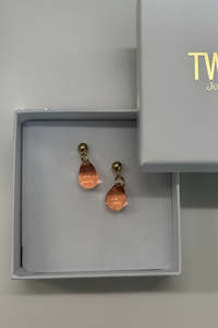 Jewellery: Blush Drop  Sea Glass Earrings - Gold