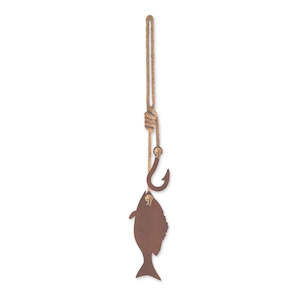 Outdoor Living: Hanging Fish Hook - Corten Steel