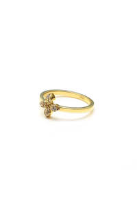 Silk Steel: Flora Ring - Gold/Cubic Zirconia (US7)