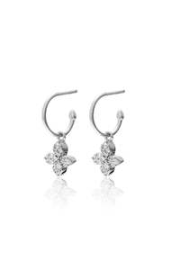 Flora Hoops - Silver/Cubic Zirconia