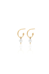 Mini Pearl Hoops - Pearl/Gold