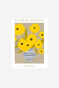 Flower Market Paris Yellow Unframed Print - A3