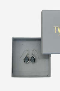 Audrey large tear Drop Earring - Silver/Grey