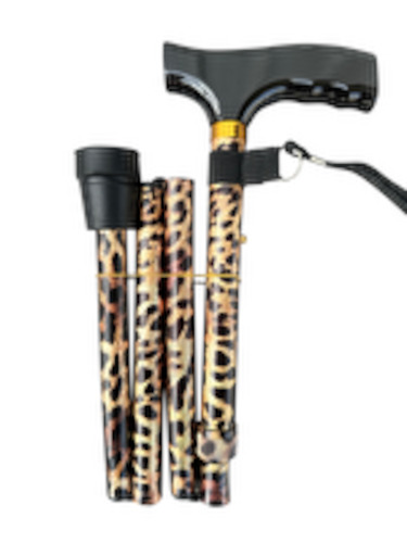 Goldfern Mobility: Goldfern Folding T Handle Leopard Print