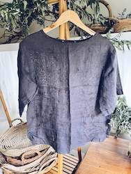 Wide Blue top - Linen S/M