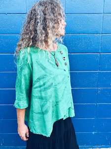 Clothing: Green Assymetrical - Linen L/16