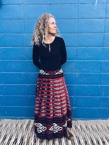 Handwoven Ikat Skirt - Java - Red