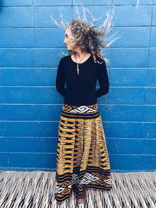 Handwoven Ikat Skirt - Java - Yellow