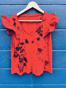 Clothing: Red Feijoa top ~ Cotton L