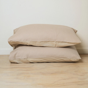 100% Cotton Waffle Pillowcase Pair- Natural