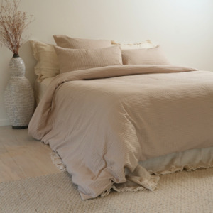 Duvet Cover Set: 100% Cotton Waffle Duvet Set- Natural