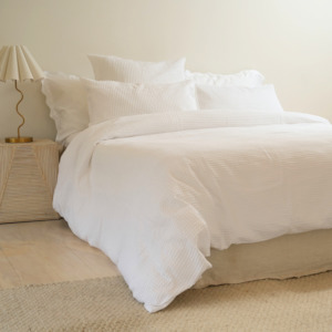 Duvet Cover Set: 100% Cotton Waffle Duvet Set- White