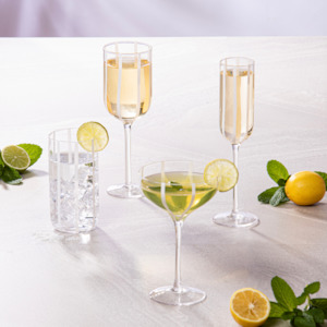 Wine Glass: Stripe White 4pk Champagne Glass