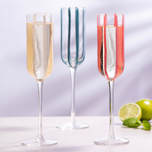 Stripe Pink 4pk Champagne Glass