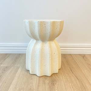 Fluted Side Table- Fleck White