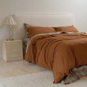 100% Stonewashed Cotton Duvet Set- Rust