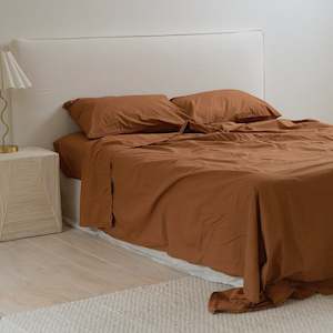 100% Stonewashed Cotton Sheet Set- Rust