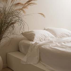 100% Stonewashed Cotton Sheet Set- White