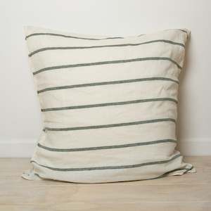 100% French Flax Linen Euro pillowcase- Lichen Stripe