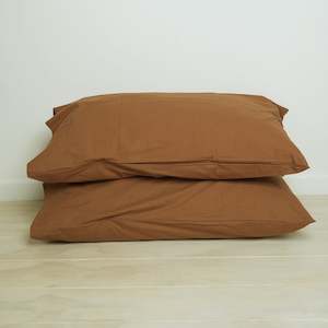 100% Stonewashed Cotton Pillowcase Pair- Rust