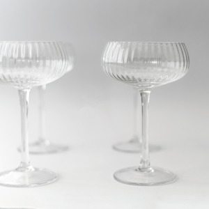 Ribbed Champagne Coupe- Set 4 Clear