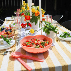 100% French Flax linen Tablecloth- Sunflower Stripe