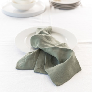 100% French Flax Linen Napkin- Set 4-Lichen