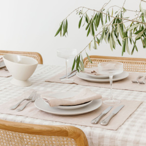 Table Linen: 100% French Linen Placemat Set 4- Latte