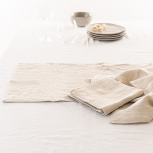 100% French Flax Linen Placemat Set 4- Natural Oat