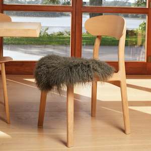 Rugs And Chair Pads: Tibetan Lambskin Seat Warmer- olive