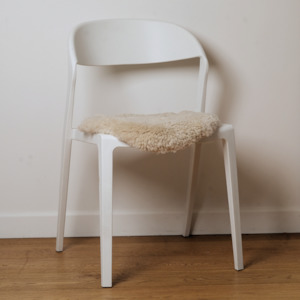 Rugs And Chair Pads: Shorn Sheepskin Seat Warmer- Cream