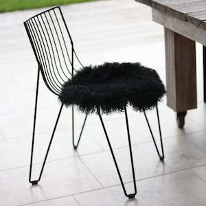 Rugs And Chair Pads: Tibetan Lambskin Seat Warmer- Black