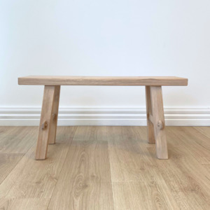 Ottomans Benches: Medium Reclaimed Wood Bench- Ash