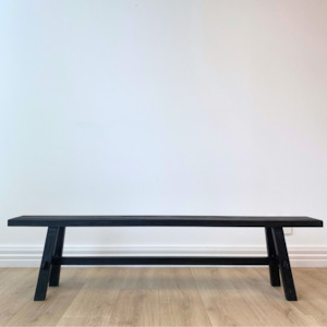 Long Reclaimed Wooden Bench - Black