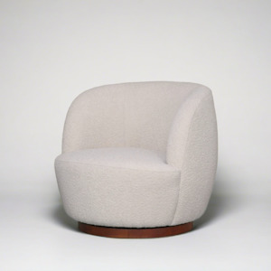 Mid Century Boucle Swivel Chair- Beige