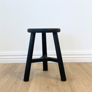 Rattan Edit: Reclaimed Wooden Tripod Stool- Black