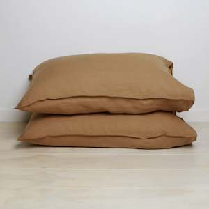 100% French Flax Linen Pillowcase Pair- Ginger